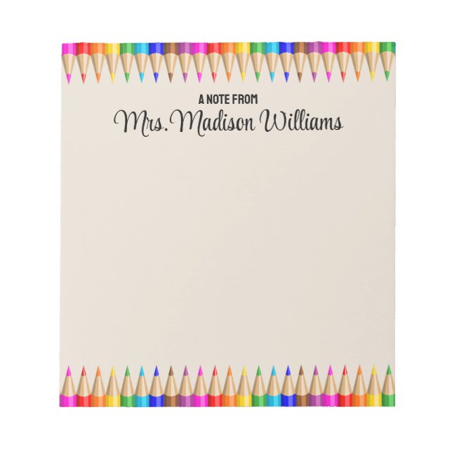 Personalised Teacher Graduation Gift Back 2 School Notepad (Front)