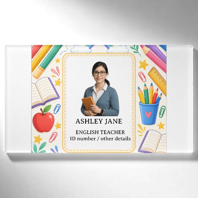 Personalised Teacher ID Badge School Staff (Front)