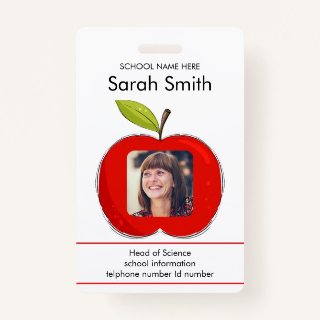 Personalised Teacher Identification Card – Apple  ID Badge (Front)