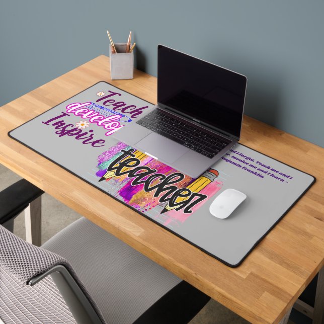 Personalised Teacher inspirational quotes Desk Mat (Office 2)