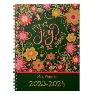 Personalised Teacher Joy in Journey Pretty Floral Notebook