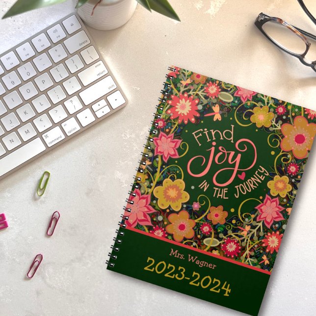 Personalised Teacher Joy in Journey Pretty Floral Planner (Creator Uploaded)