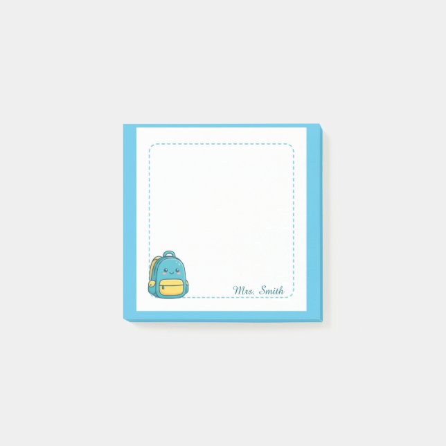Personalised Teacher Kawaii Backpack Sticky Notes (Front)