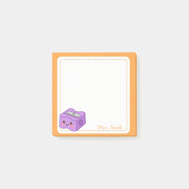 Personalised Teacher Kawaii Sharpener Sticky Post-it Notes (Front)