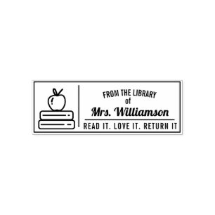 Personalised Teacher Library Colouring Self-inking Stamp