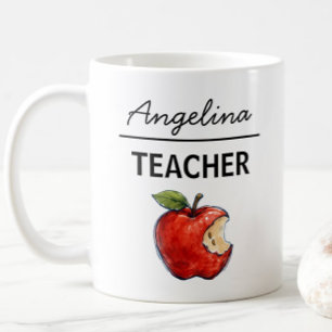 Personalised Teacher Name Apple Gift Coffee Mug