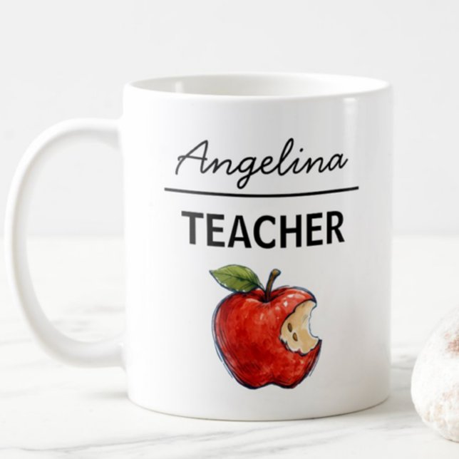 Personalised TEACHER Name Apple Gift Coffee Mug (Creator Uploaded)