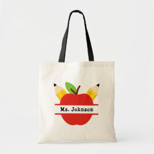 Personalised Teacher Name Apple Pencil Tote Bag