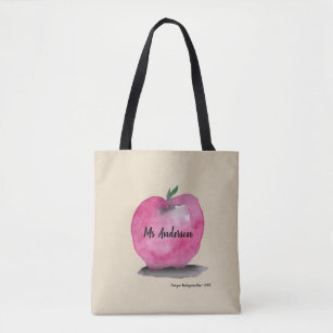 Personalised Teacher name, Apple, students Tote Bag