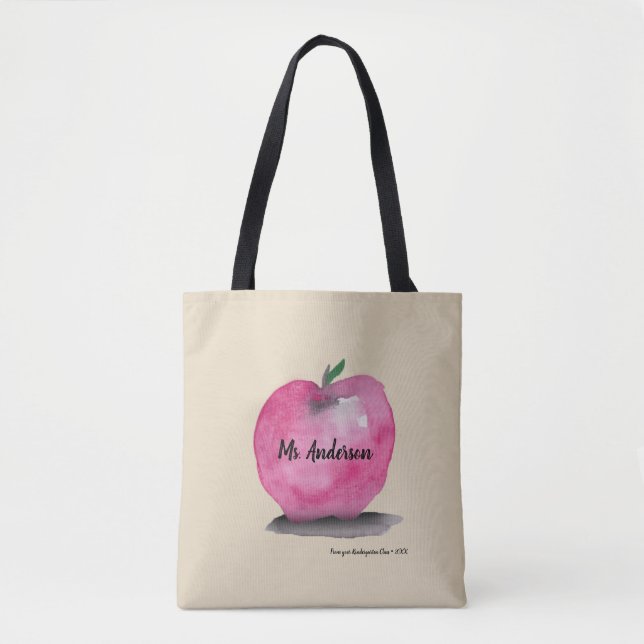 Personalised Teacher name, Apple, students Tote Bag (Front)