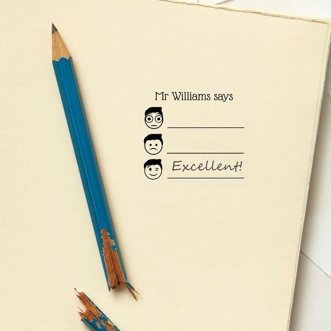 Personalised Teacher Name Emojis Avaliation Rubber Stamp (Creator Uploaded)