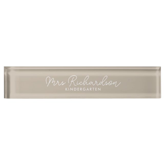 Personalised Teacher Name Grade Minimalist Modern Nameplate (Front)