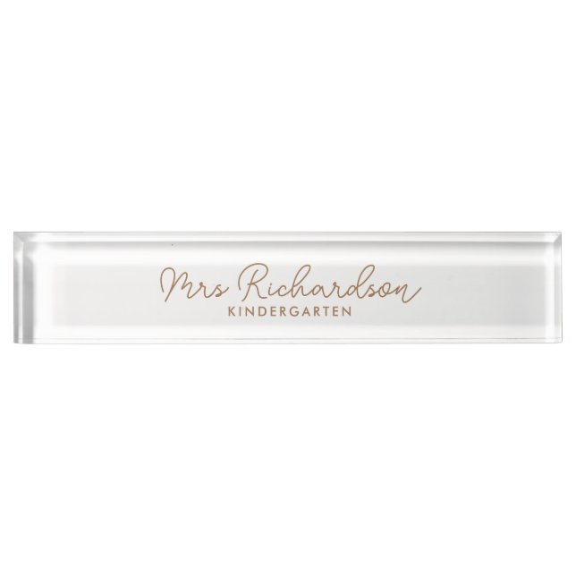 Personalised Teacher Name Grade Minimalist Modern Nameplate (Front)