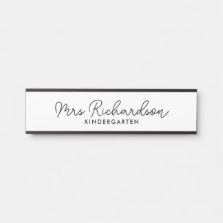 Personalised Teacher Name Grade Simple Modern Door Sign