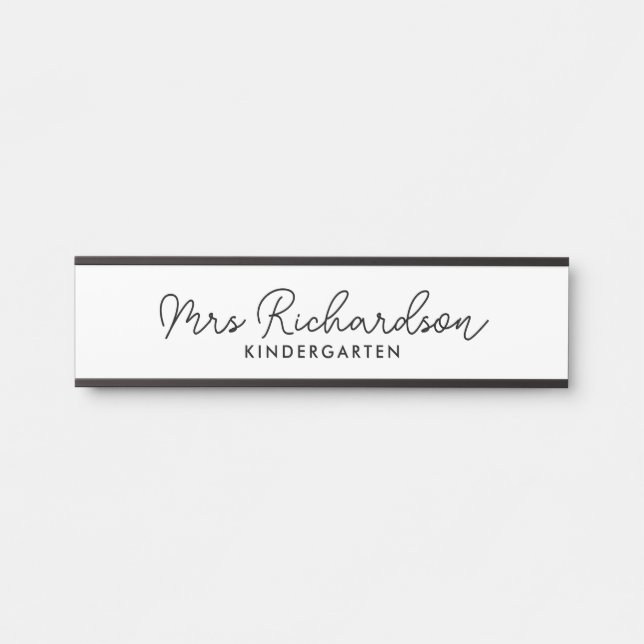 Personalised Teacher Name Grade Simple Modern Door Sign (Front)