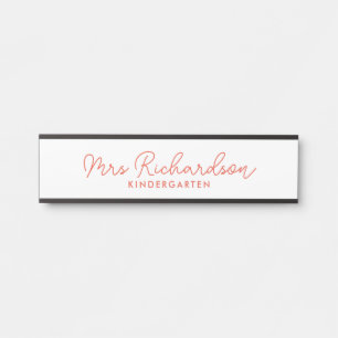 Personalised Teacher Name Grade Simple Modern Door Sign