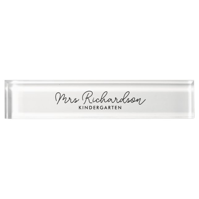 Personalised Teacher Name Grade Simple Modern Nameplate (Front)
