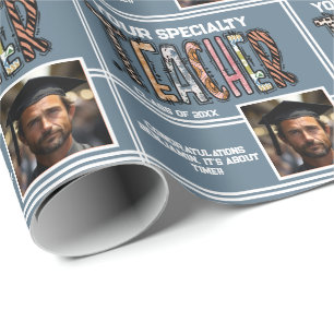 Personalised Teacher Name Graduation Year Wrapping Paper