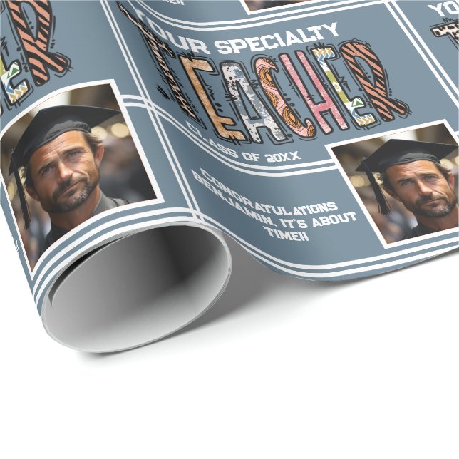 Personalised Teacher Name Graduation Year Wrapping Paper (Roll Corner)