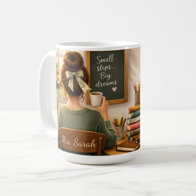 Personalised Teacher Name Mug, Teaching is a Work  Coffee Mug (Front Left)
