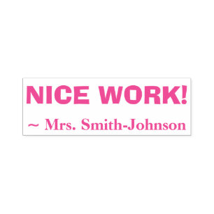 Personalised Teacher Name + "NICE WORK!" Self-inking Stamp