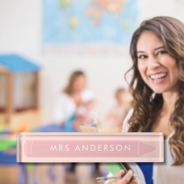 Personalised Teacher Name Pencil Modern Pink Desk Nameplate (Personalised Teacher Name Pencil Modern Pink Desk Nameplate
)