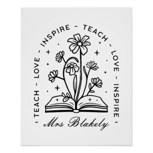 Personalised teacher name quotes cottagecore poster