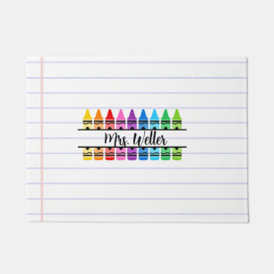 Personalised Teacher Name Rainbow Crayon Doormat