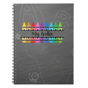 Personalised Teacher Name Rainbow Crayon Notebook