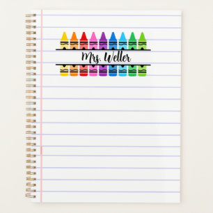 Personalised Teacher Name Rainbow Crayon Planner