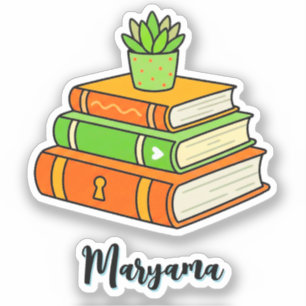 Personalised Teacher Name Tag (Books) Cute Bookish