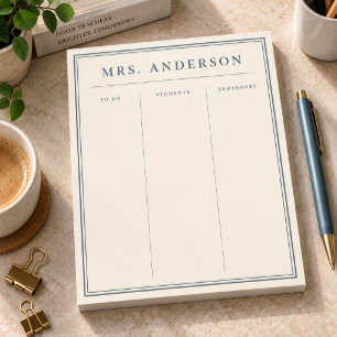 Personalised Teacher Name To Do List Notepad