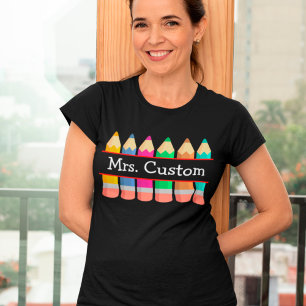 Personalised Teacher Name With Crayons T-Shirt