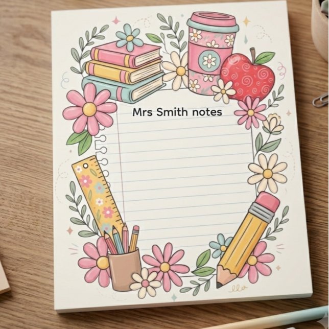 Personalised Teacher Notepad | Cute Floral  (Creator Uploaded)