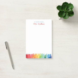 Personalised Teacher Notepad Rainbow Watercolor