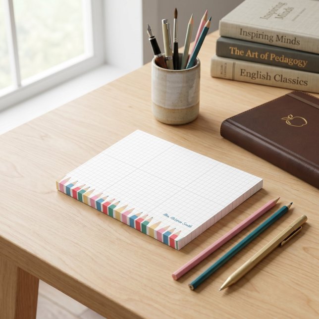 Personalised Teacher Notes– Colourful Pencil Post-it Notes (Personalized Teacher Notes– Colorful Pencil Post-it Notes)