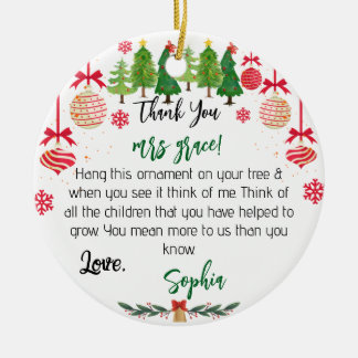 Personalised Teacher Ornament, Custom Christmas Ce Ceramic Tree Decoration