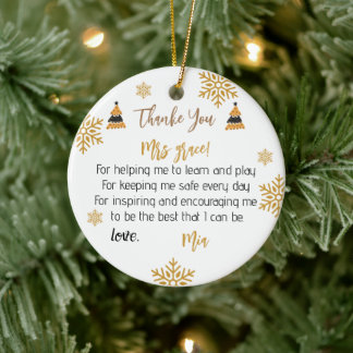 Personalised Teacher Ornaments, Custom Christmas Ceramic Tree Decoration
