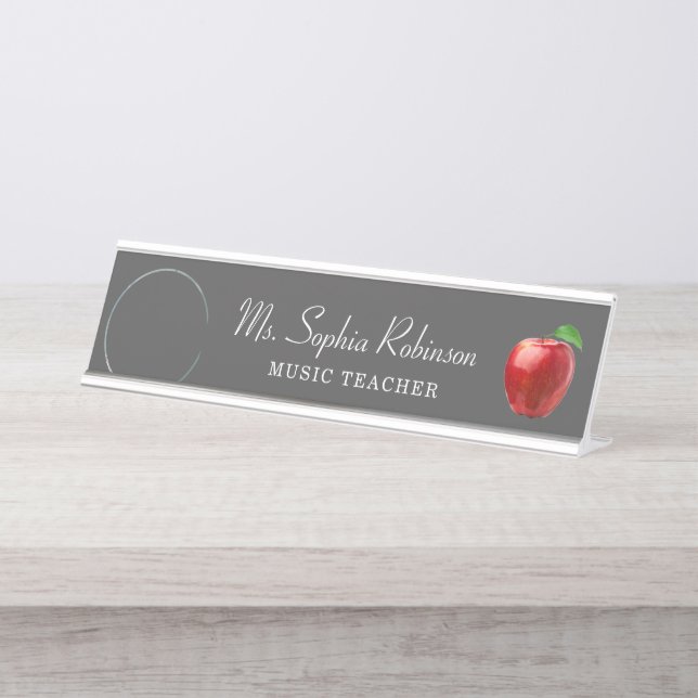 Personalised Teacher Photo Modern  Desk Name Plate (Front)