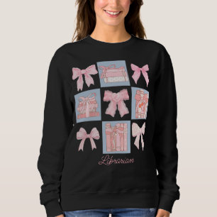 Personalised Teacher Pink Coquette Bow & Book Sweatshirt