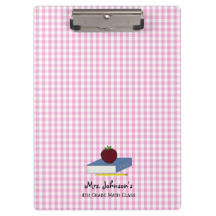 Personalised Teacher Pink Gingham Clipboard