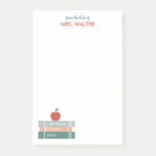 Personalised Teacher Post-It Notes Books and Apple