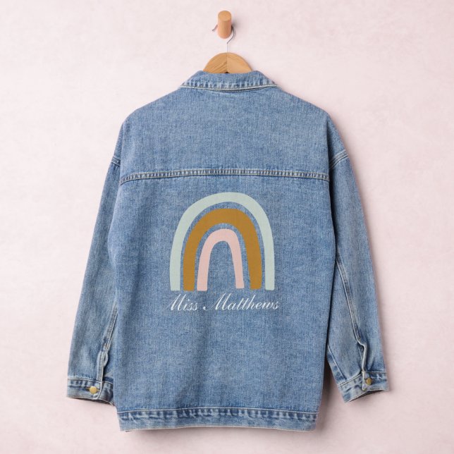 Personalised Teacher Rainbow Denim Jacket (Hangar)