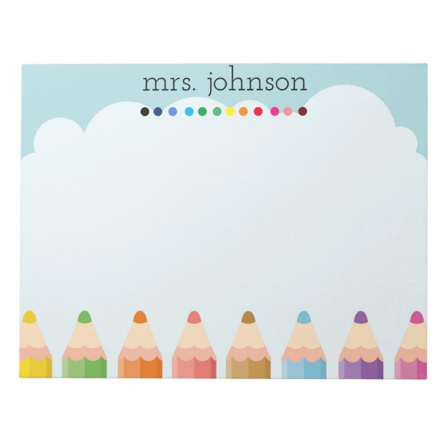 Personalised Teacher Rainbow Pencil Notepad (Front)