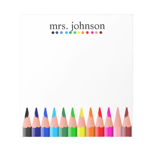 Personalised Teacher Rainbow Pencil Notepad (Front)
