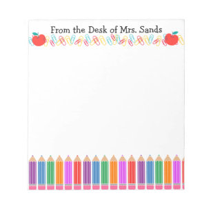 Personalised Teacher Rainbow Pencil Notepad