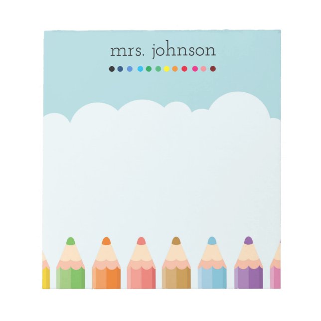 Personalised Teacher Rainbow Pencil Notepad (Front)