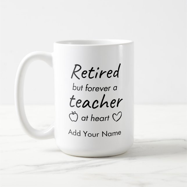 Personalised Teacher Retirement Modern Minimalist  Coffee Mug (Left)