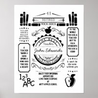 Personalised teacher Retirement Poster apple