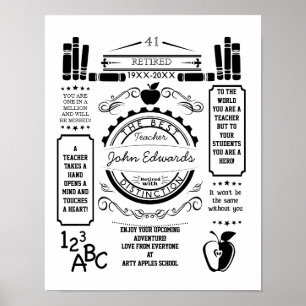 Personalised teacher Retirement Poster apple